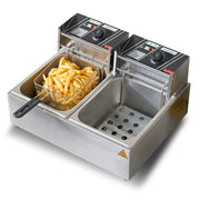 Bild in Galerie-Viewer laden, Amocart  Electric Deep Fryer w/Dual Removable Tanks 12L 5000W Commercial Countertop  Fryer for Chicken French Fries
