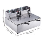 Amocart  12L Electric Deep Fryer w/Dual Removable Tanks Commercial Countertop  Fryer for Chicken French Fries Frying Chips