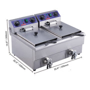 Bild in Galerie-Viewer laden, Amocart  Electric Deep Fryer w/Dual Removable Tanks 12L 5000W Commercial Countertop  Fryer for Chicken French Fries

