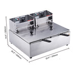 Amocart  Electric Deep Fryer w/Dual Removable Tanks 12L 5000W Commercial Countertop  Fryer for Chicken French Fries