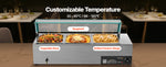 Amocart Commercial Food Warmer Electric Stainless Steel Steam Food Warmer with Glass Cover Countertop Buffet Bain Marie w/ Soup