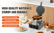 Bild in Galerie-Viewer laden, Amocart Commercial Egg Bubble Waffle Maker 1400W Non-Stick Stainless Steel Bubble Puff w/180° Rotatable 2 Pans &amp; Wooden Handles
