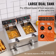 Bild in Galerie-Viewer laden, Amocart  Electric Deep Fryer w/Dual Removable Tanks 12L 5000W Commercial Countertop  Fryer for Chicken French Fries
