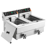 Amocart  Electric Deep Fryer w/Dual Removable Tanks 12L 5000W Commercial Countertop  Fryer for Chicken French Fries