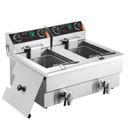 Bild in Galerie-Viewer laden, Amocart  Electric Deep Fryer w/Dual Removable Tanks 12L 5000W Commercial Countertop  Fryer for Chicken French Fries
