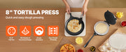 Load image into Gallery viewer, Amocart 8 10 Inch Tortilla Press Cast Iron Tortilla and Roti Maker Heavy Duty Tortilladora Press Pataconera Makers w/Handle
