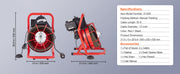 Bild in Galerie-Viewer laden, Amocart Drain Cleaner Machine 75FT/50FT Sewer Snake Auger Manual 1/2 Inch Electric Drain Cleaning Machine w/ 4 Cutters for Home

