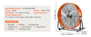 Charger l'image dans la visionneuse de galerie, SucceBuy Ventilateur de tambour 24 pouces, ventilateur d'atelier haute vitesse, 3 vitesses, 8600 CFM, minuterie 360° de 0 à 2h, pour entrepôt, atelier, usine, sous-sol
