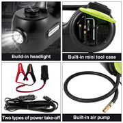 Bild in Galerie-Viewer laden, SucceBuy 4-In-1 Electric Car Jack 12V 5T Portable Hydraulic Jack Impact Wrench Tire Compressor Lifting LED Light Car Repair Tool

