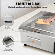 Charger l'image dans la visionneuse de galerie, Amocart 21In Commercial Electric Grill Flat Pan Stainless Steel Desktop Griddle Hotplate Teppanyaki Grill w/Temperature Control
