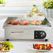 Charger l'image dans la visionneuse de galerie, Amocart 21In Commercial Electric Grill Flat Pan Stainless Steel Desktop Griddle Hotplate Teppanyaki Grill w/Temperature Control
