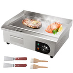 Amocart 21In Commercial Electric Grill Flat Pan Stainless Steel Desktop Griddle Hotplate Teppanyaki Grill w/Temperature Control