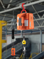 Bild in Galerie-Viewer laden, SucceBuy 500kg/1100lbs Electric Hoist Winch Portable Crane 25ft Lifting Height Wired Remote Control for Transportation
