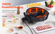 Load image into Gallery viewer, Amocart Electric Hot Pot 5 L Double-flavor Shabu Shabu Pot Non-Stick Electric Cooker with Divider Glass Lid for 6-10 People
