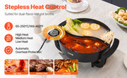 Load image into Gallery viewer, Amocart Electric Hot Pot 5 L Double-flavor Shabu Shabu Pot Non-Stick Electric Cooker with Divider Glass Lid for 6-10 People
