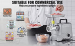 Amocart Electric Meat Grinder 5 Lb/Min Industrial Meat Mincer with Blade Grinding Plate Sausage Stuffing Blade and 3 Tubes