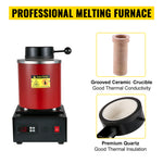 Amocart 1350W Gold Melting Furnace with 1 kg and 3 kg Ceramic Crucible Ingot Die for Processing of Gold Silver Aluminum Copper