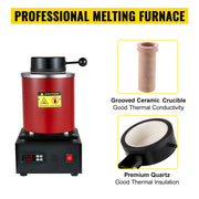 Load image into Gallery viewer, Amocart 1350W Gold Melting Furnace with 1 kg and 3 kg Ceramic Crucible Ingot Die for Processing of Gold Silver Aluminum Copper

