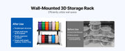 Load image into Gallery viewer, Amocart 2-Tier Wall Mount Printer Filament Storage Rack with Wheels Rolling Filament Spool Holders for 3D Printing Studio
