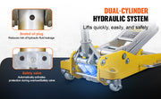 Charger l'image dans la visionneuse de galerie, Amocart 3T/2T Floor Jack Aluminum Hydraulic Racing Jack Hydraulic Car Jack with Dual Piston Quick Lift Pump for Auto Repaire
