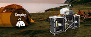 Load image into Gallery viewer, Amocart Camping Outdoor Kitchen Table Cabinet Foldable Folding Cooking Storage Rack Aluminum Alloy Bracket for BBQ Picnic
