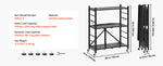 SucceBuy Foldable Storage Shelf Metal Rack Shelving Unit No Assembly Organizer Shelf with 5 Wheels & 4 Hooks for Kitchen Black