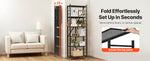 SucceBuy Foldable Storage Shelf Metal Rack Shelving Unit No Assembly Organizer Shelf with 5 Wheels & 4 Hooks for Kitchen Black