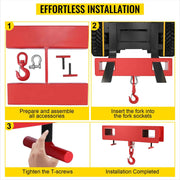 Load image into Gallery viewer, Amocart Forklift Lifting Hoist Swivel Hook Mobile Crane 4400 lbs 2 Ton Lift Mobile Crane Attachments for Garage Workshop
