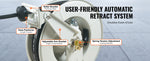 SucceBuy 33/50/66ft Fuel Hose Reel Extra Long Retractable Spring Driven Auto Swivel Rewind for Auto Repair Heavy Industries