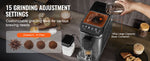 SucceBuy Automatic Espresso Machine Coffee Latte Machine with Color Touch Screen 15 Grinding Levels and Removable Milk Reservoir