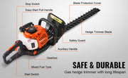 Bild in Galerie-Viewer laden, SucceBuy 23.2-inch 26CC 2 Cycle Gas Hedge Trimmer Gas Powered Handheld Hedge Trimmer 180° Adjustable for Trimming Shrubs Bushes

