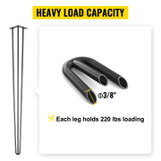 Charger l'image dans la visionneuse de galerie, SucceBuy 4Pcs Metal Table Legs 16-40 Inch 3-Rod Hairpin Furniture Legs DIY Home Bench Dining Desk End Coffee Table Feet
