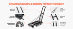Amocart Folding Hand Truck 500 lbs Load Capacity Collapsible Luggage Cart with 6 Wheels 2 Elastic Ropes & Expandable Base Black