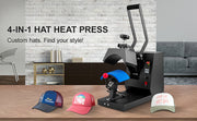 Bild in Galerie-Viewer laden, Amocart Hat Heat Press 4 in1 Cap Heat Press Machine 6x3inches Clamshell Transfer LCD Digital Timer Temperature Control
