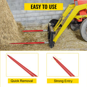 Bild in Galerie-Viewer laden, SucceBuy Hay Spear Bale Spear Capacity Spike Quick Attach Square Hay Red Coated Forks Hex Nut  Sleeve for Bucket Tractor Loader
