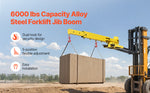 SucceBuy 6000lbs Adjustable Forklift Jib Boom Crane Manual Telescoping Boom Extends Up to 56.1 in Mobile Crane for Warehouse