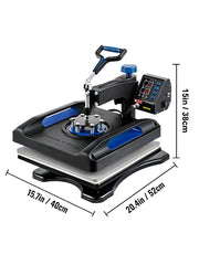 Charger l'image dans la visionneuse de galerie, Amocart 5/8in1 15x15"/12x15"Dual-tube Heating Insulation Cotton Heat Press Sublimation Machine 360°Swing Design for Tshirts Etc
