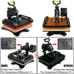 Amocart 30*38CM 8 in 1 Combo Upgrade Heat Press Machine 360° Rotation Sublimation Printer Cap Shirt Mug Plate 2D Heat Transfer
