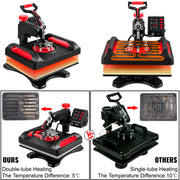 Charger l'image dans la visionneuse de galerie, Amocart 5/8in1 15x15"/12x15"Dual-tube Heating Insulation Cotton Heat Press Sublimation Machine 360°Swing Design for Tshirts Etc
