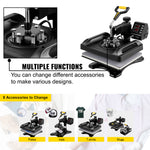 Amocart 30*38CM 8 in 1 Combo Upgrade Heat Press Machine 360° Rotation Sublimation Printer Cap Shirt Mug Plate 2D Heat Transfer