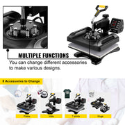 Load image into Gallery viewer, Amocart 30*38CM 8 in 1 Combo Upgrade Heat Press Machine 360° Rotation Sublimation Printer Cap Shirt Mug Plate 2D Heat Transfer
