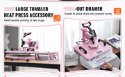Bild in Galerie-Viewer laden, Amocart Heat Press Machine 12x15 inch  8 in 1 Heat Transfer Machine 360° Swing Away T-Shirt for T-Shirts/Mugs/Hats/Plates Pink
