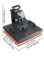 Amocart 2In1 Heat Press Machine 38*38CM Multifunctional 360° Swing-Away Digital Sublimation Printer Transfer DIY T-shirt Cap