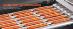 SucceBuy Hot Dog Roller Stainless Steel Sausage Grill Cooker Hot Dog Machine with Bun Warmer Cover 3 Temp Control for Commercial