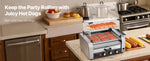 SucceBuy Hot Dog Roller Stainless Steel Sausage Grill Cooker Hot Dog Machine with Bun Warmer Cover 3 Temp Control for Commercial