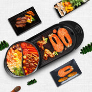 Load image into Gallery viewer, Amocart 2in1 Electric BBQ Pan Grill Hot Pot Multifunction Home Portable Smokeless Nonstick Detachable Hot Pot Barbecue Plate
