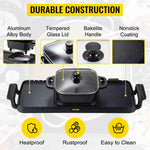 Amocart 2in1 Electric BBQ Pan Grill Hot Pot Multifunction Home Portable Smokeless Nonstick Detachable Hot Pot Barbecue Plate