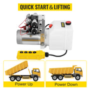 Charger l'image dans la visionneuse de galerie, Amocart 12V DC Double Acting Solenoid Hydraulic Power Pack Car Jack With 4.5L Tank Reservoir Dump Trailer Electric Lifting Tool
