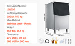 Amocart 250LBS Commercial Ice Maker with Storage Bin Ice Bin Stainless Steel Ice Maker Machine with Filter for Home Bar Hotel