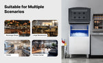 Amocart 250LBS Commercial Ice Maker with Storage Bin Ice Bin Stainless Steel Ice Maker Machine with Filter for Home Bar Hotel
